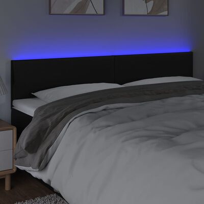 vidaXL Sänggavel LED svart 180x5x78/88 cm konstläder