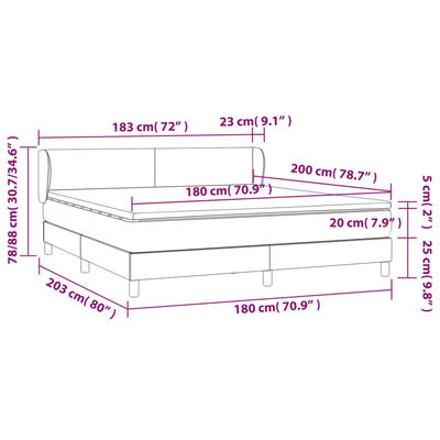 vidaXL Ramsäng med madrass ljusgrå 180x200 cm tyg