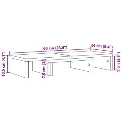 vidaXL Skärmställ justerbart 60x24x10,5 cm konstruerat trä åldrat trä