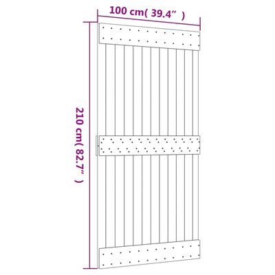 vidaXL Skjutdörr med beslag 100x210 cm massiv furu