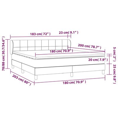 vidaXL Ramsäng med madrass ljusgrå 180x200 cm sammet