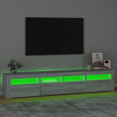 vidaXL TV-bänk med LED-belysning grå sonoma 210x35x40 cm