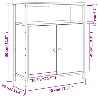 vidaXL Skänk brun ek 70x30x80 cm konstruerat trä