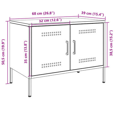 vidaXL Tv-bänk 2 st svart 68x39x50,5 cm stål