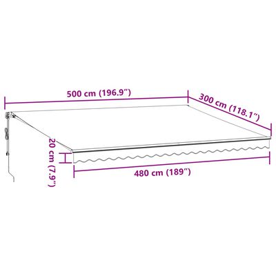 vidaXL Markis automatiskt infällbar med LEDs 500x300 cm brun