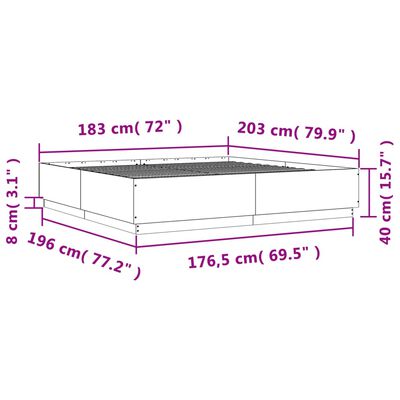 vidaXL Sängram sonoma-ek 180x200 cm konstruerat trä