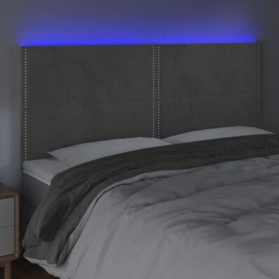 vidaXL Sänggavel LED ljusgrå 200x5x118/128 cm sammet