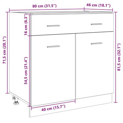 vidaXL Underskåp med låda sonoma-ek 80x46x81,5 cm konstruerat trä