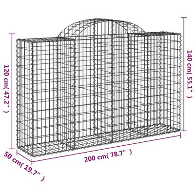 vidaXL Gabioner bågformade 10 st 200x50x120/140 cm galvaniserat järn