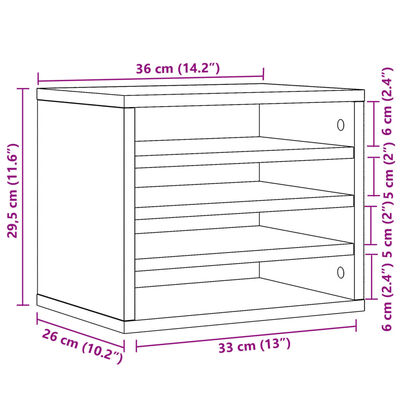 vidaXL Skrivbordshyllor brun ek 36x26x29,5 cm konstruerat trä