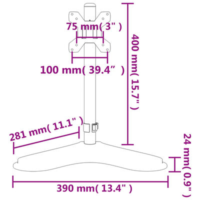 vidaXL Skärmfäste för 4 skärmar svart stål VESA 75/100 mm