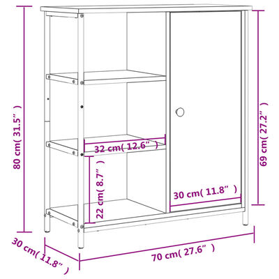 vidaXL Skänk brun ek 70x30x80 cm konstruerat trä