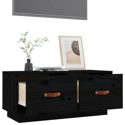 vidaXL Tv-bänk svart 80x34x35 cm massiv furu