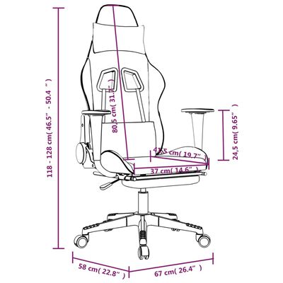 vidaXL Gamingstol med massage och fotstöd svart och guld konstläder