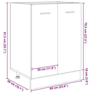 vidaXL Underskåp sonoma-ek 60x46x81,5 cm konstruerat trä