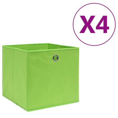 vidaXL Förvaringslådor 4 st non-woven tyg 28x28x28 cm grön