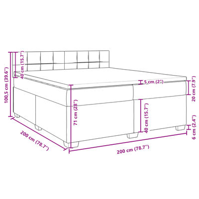 vidaXL Ramsäng med madrass ljusgrå 200x200 cm tyg