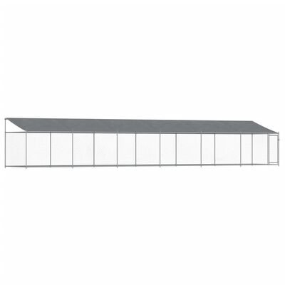 vidaXL Hundgård med tak och dörr grå 12x2x2 cm galvaniserat stål