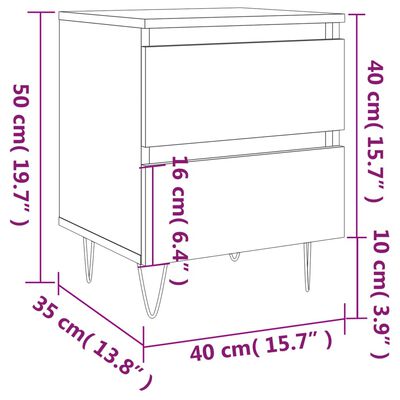 vidaXL Sängbord sonoma-ek 40x35x50 cm konstruerat trä