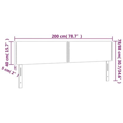 vidaXL Sänggavel LED gräddvit 200x5x78/88 cm tyg