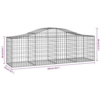 vidaXL Gabioner bågformade 14 st 200x50x60/80 cm galvaniserat järn