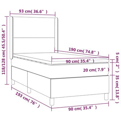 vidaXL Ramsäng med madrass svart 90x190 cm tyg