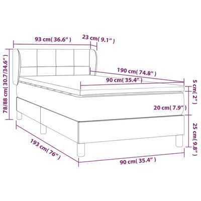 vidaXL Ramsäng med madrass ljusgrå 90x190 cm sammet