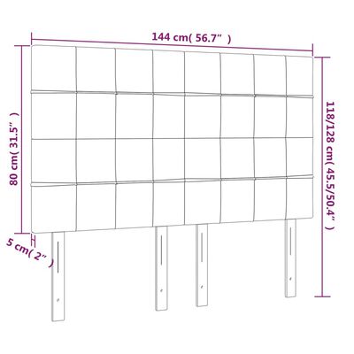 vidaXL Sänggavel LED mörkbrun 144x5x118/128 cm tyg