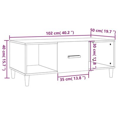 vidaXL Soffbord vit 102x50x40 cm konstruerat trä