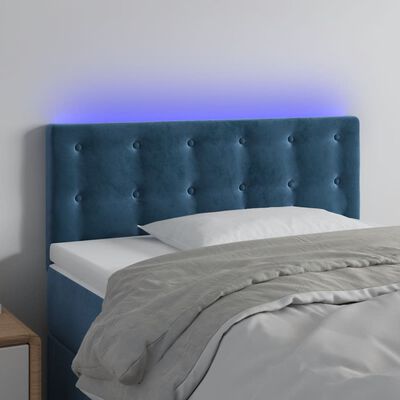 vidaXL Sänggavel LED mörkblå 80x5x78/88 cm sammet