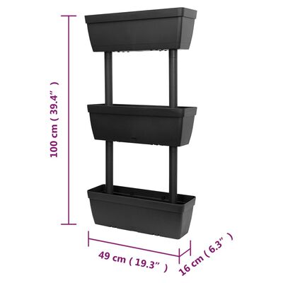 vidaXL Blomlådor 3 st 100 cm antracit