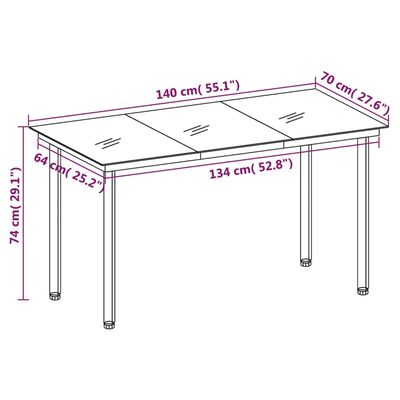 vidaXL Matgrupp för trädgården 5 delar med dynor konstrotting och glas