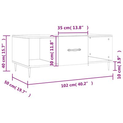 vidaXL Soffbord svart 102x50x40 cm konstruerat trä