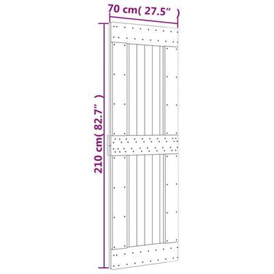 vidaXL Skjutdörr med beslag 70x210 cm massiv furu