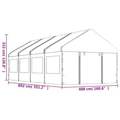 vidaXL Paviljong med tak vit 8,92x4,08x3,22 m polyeten