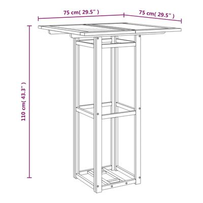 vidaXL Cafébord 75x75x110 cm massivt akaciaträ