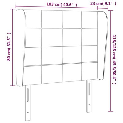 vidaXL Sänggavel med kanter svart 103x23x118/128 cm sammet