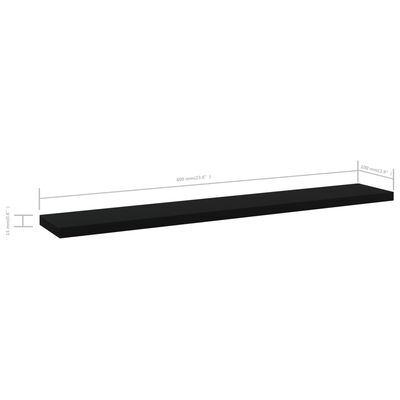 vidaXL Hyllplan 4 st svart 60x10x1,5 cm konstruerat trä