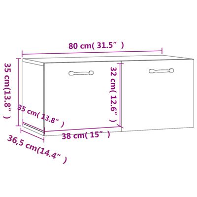 vidaXL Väggskåp betonggrå 80x36,5x35 cm konstruerat trä