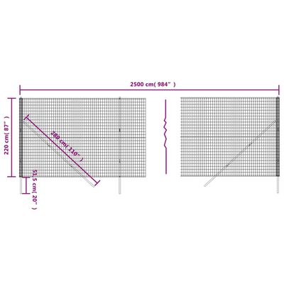 vidaXL Stängsel antracit 2,2x25 m galvaniserat stål