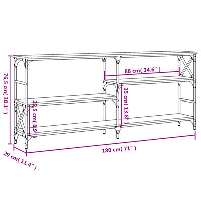 vidaXL Avlastningsbord sonoma ek 180x29x76,5 cm konstruerat trä