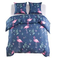 vidaXL Bäddset flamingo marinblå/rosa 200x200/80x80 cm