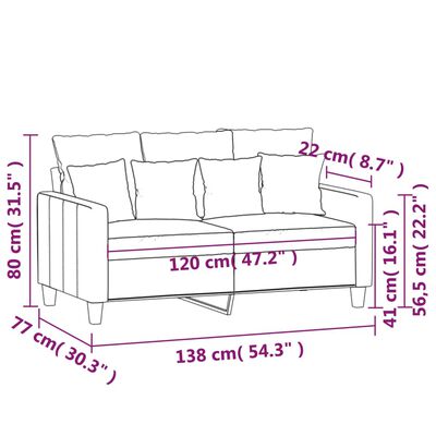 vidaXL 2-sitssoffa gräddvit 120 cm tyg