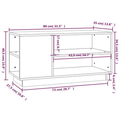 vidaXL Tv-bänk honungsbrun 80x35x40,5 cm massiv furu