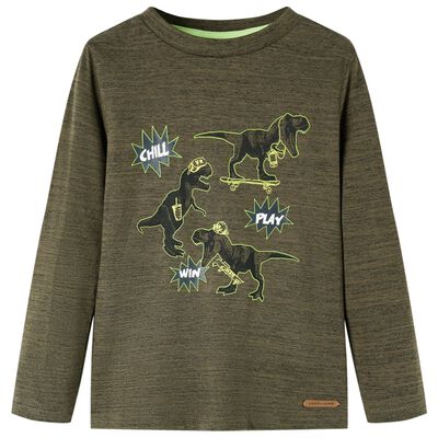 T-shirt med långa ärmar för barn khaki melange 116