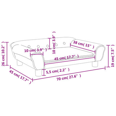 vidaXL Barnsoffa mörkgrå 70x45x26 cm sammet