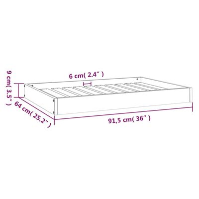 vidaXL Hundbädd svart 91,5x64x9 cm massiv furu