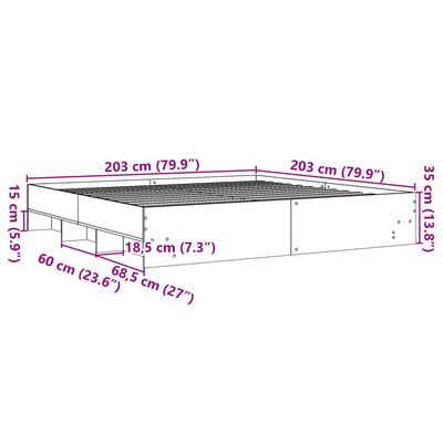 vidaXL Sängram sonoma-ek 200x200 cm konstruerad trä