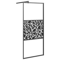 vidaXL Duschvägg 80x195cm ESG-glas med stendesign svart