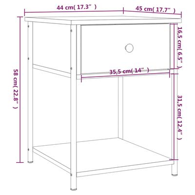 vidaXL Sängbord 2 st brun ek 44x45x58 cm konstruerat trä